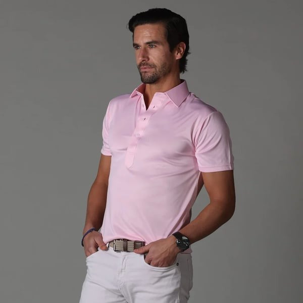 Semi-Spread Collar Polo Pink / S Menswear