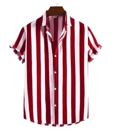 Striped Summer Cotton Shirt Red / L Menswear
