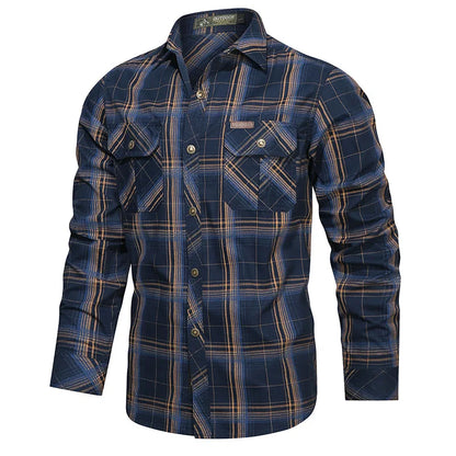 Camisa de algodão xadrez UrbanEase™ – Edição Primavera e Outono