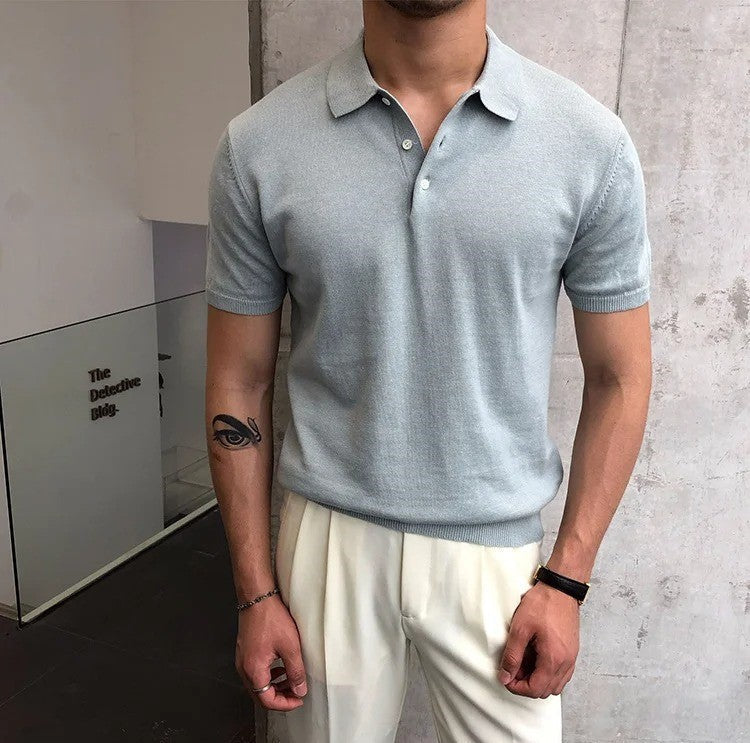Soft Knit Polo Sky Blue / S Menswear