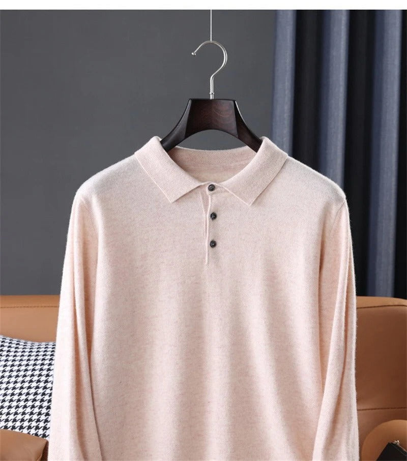 Vintage Solid Cashmere Polo Menswear