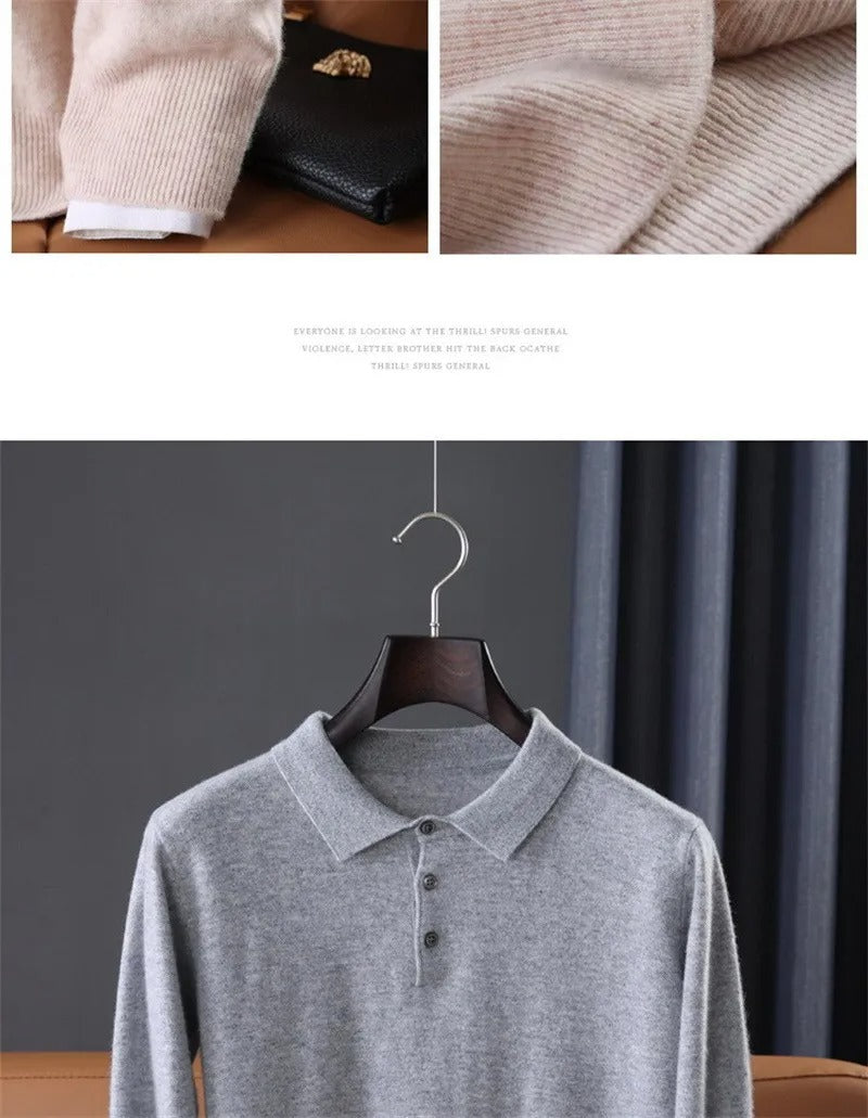 Vintage Solid Cashmere Polo Menswear