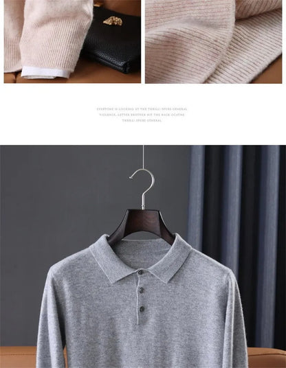 Vintage Solid Cashmere Polo Menswear