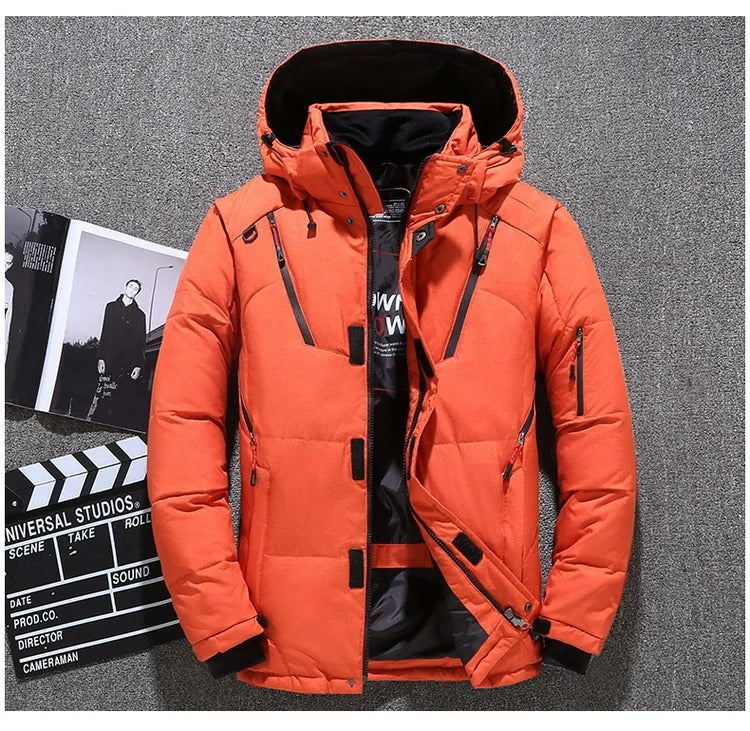Winter Mens White Duck Down Jacket Orange / Medium (50 + Kg) Menswear
