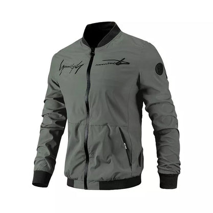 Men Letter Embroidery Bomber Jacket Green / Xs Menswear