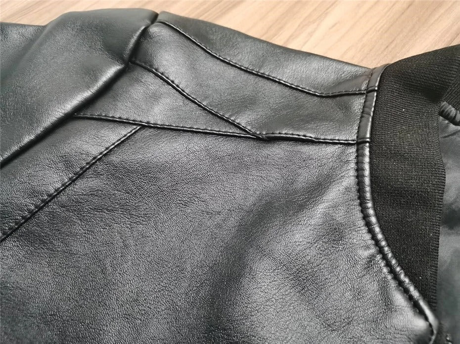 Onnat Leather Baseball Jacket Menswear
