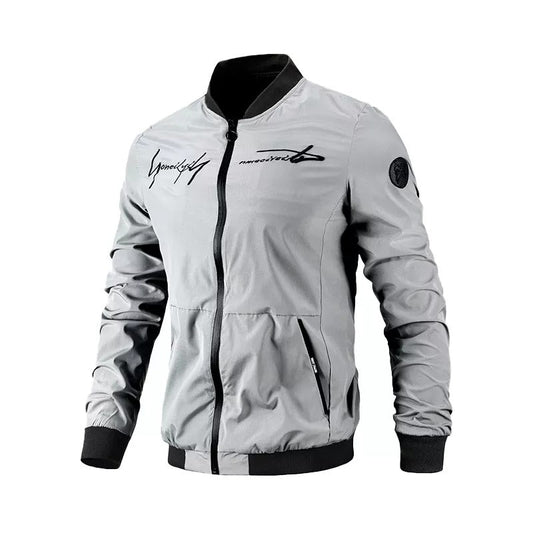 Men Letter Embroidery Bomber Jacket Gray / Xs Menswear