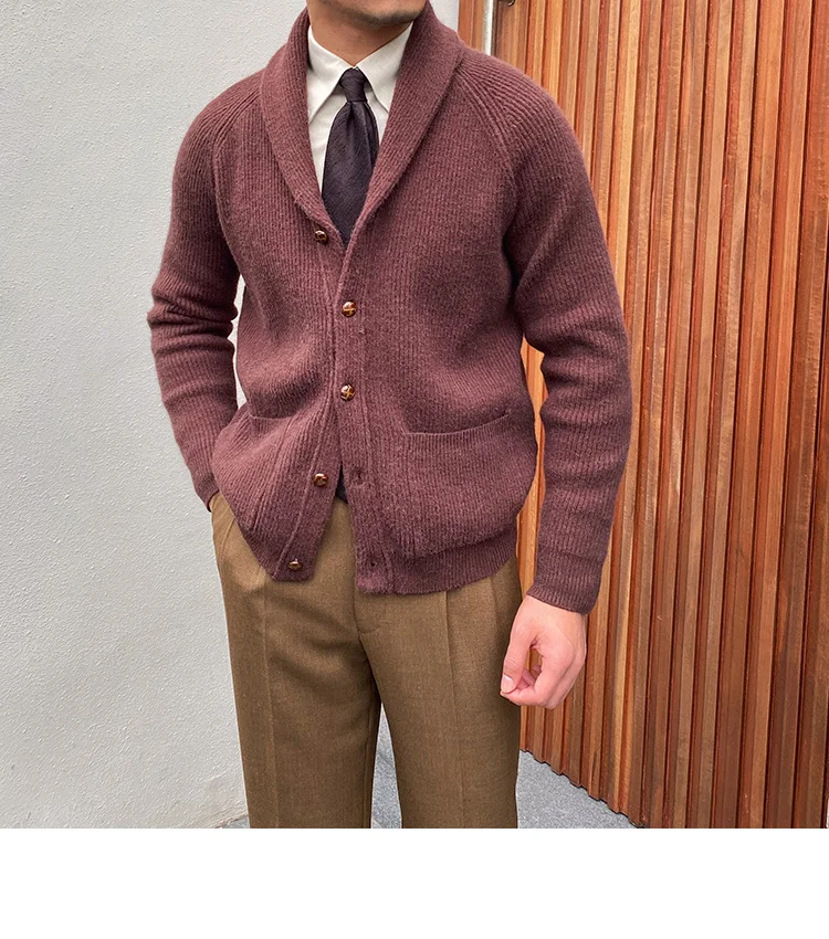 Knitted Cardigan Maroon / Small (65Kg) Menswear