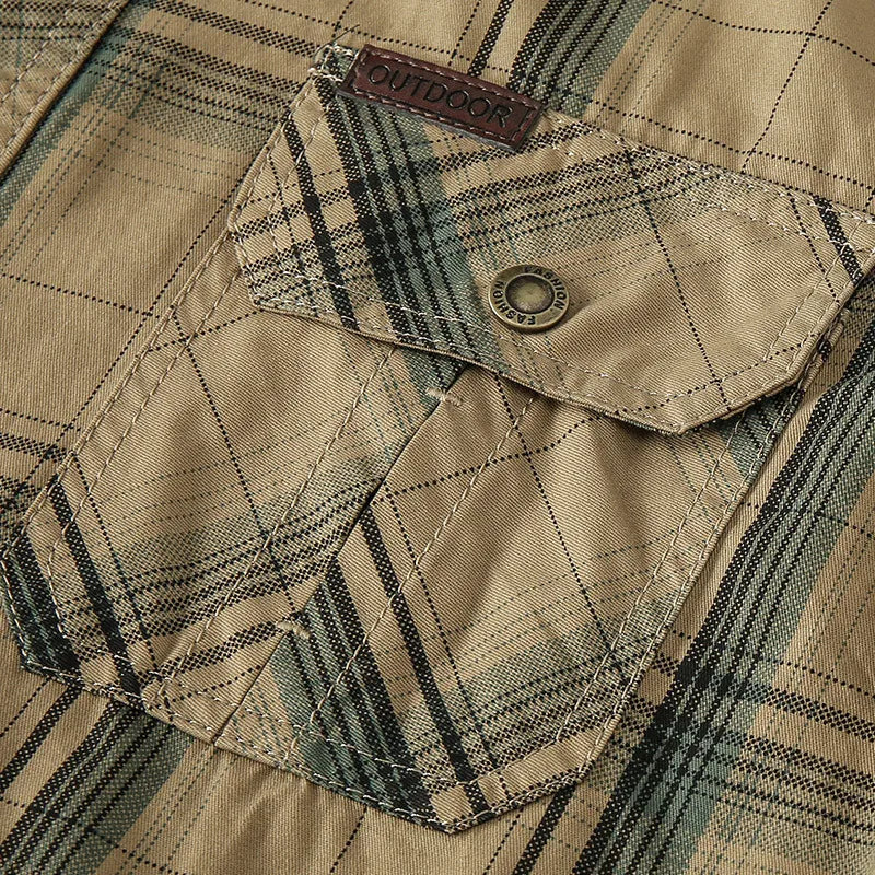 Camisa de algodão xadrez UrbanEase™ – Edição Primavera e Outono