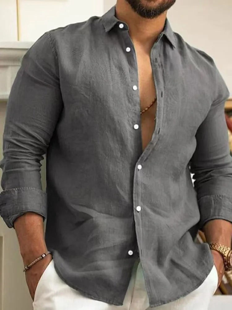 Classic Linen Dress Shirt Dark Grey / S Menswear