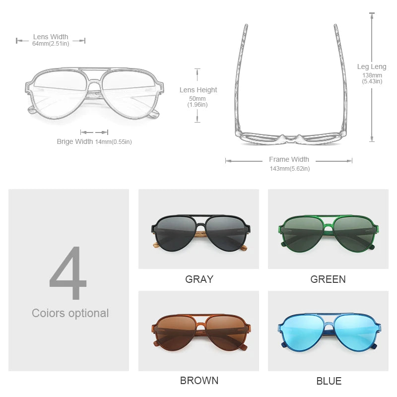 EcoVision Polarized Sunglasses – Wooden Frame | UV400 Unisex Eyewear