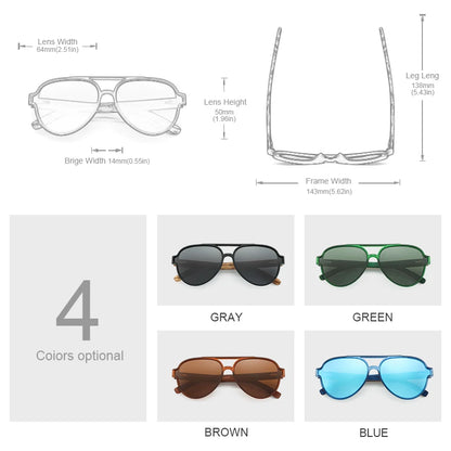 EcoVision Polarized Sunglasses – Wooden Frame | UV400 Unisex Eyewear