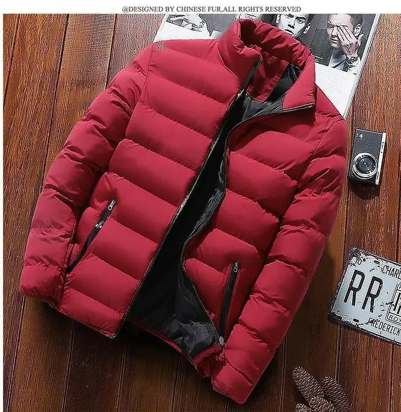 Men’s Fall Winter Coats Padded Jacket Red / Large (50-55Kg) Menswear