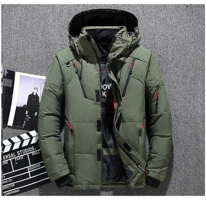Winter Mens White Duck Down Jacket Army Green / Medium (50 + Kg) Menswear