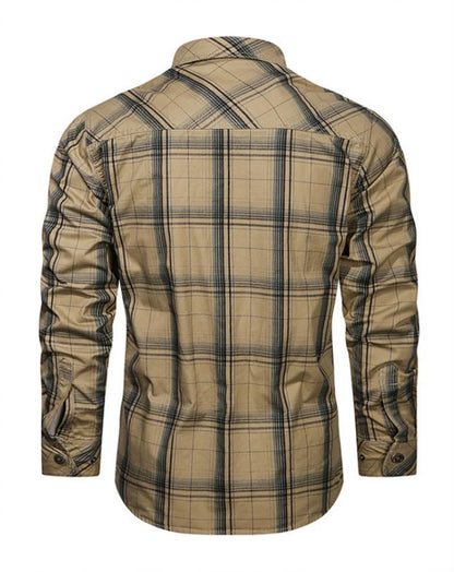 Camisa de algodão xadrez UrbanEase™ – Edição Primavera e Outono