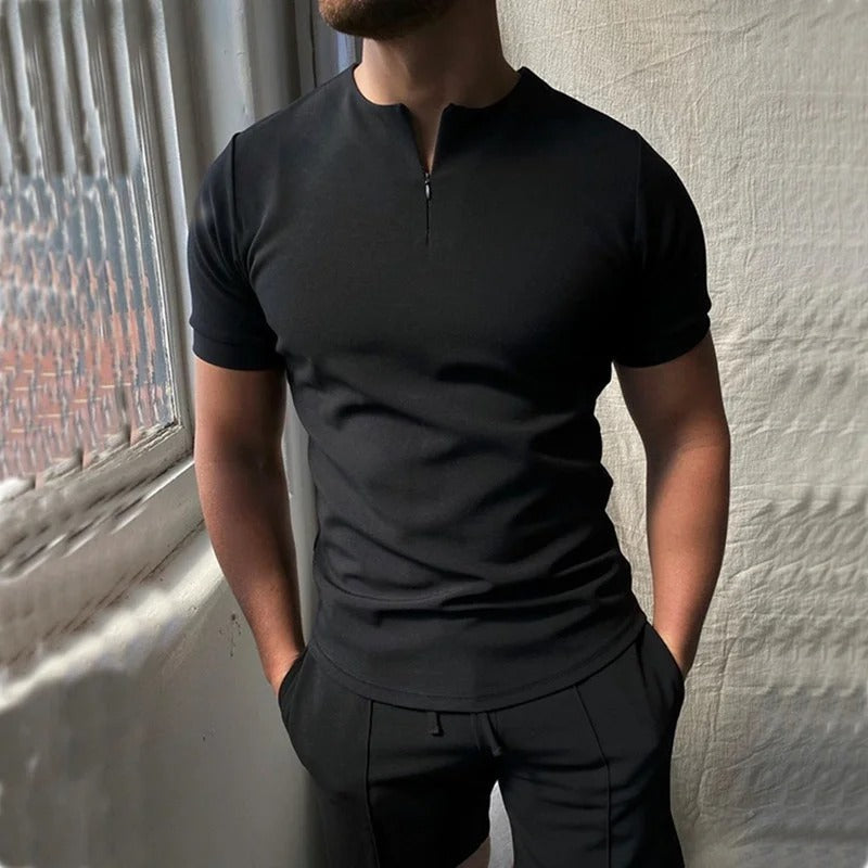 Half-Zip Casual T-Shirt Black / M Menswear