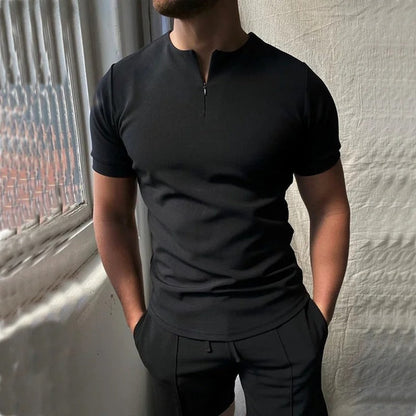 Half-Zip Casual T-Shirt Black / M Menswear