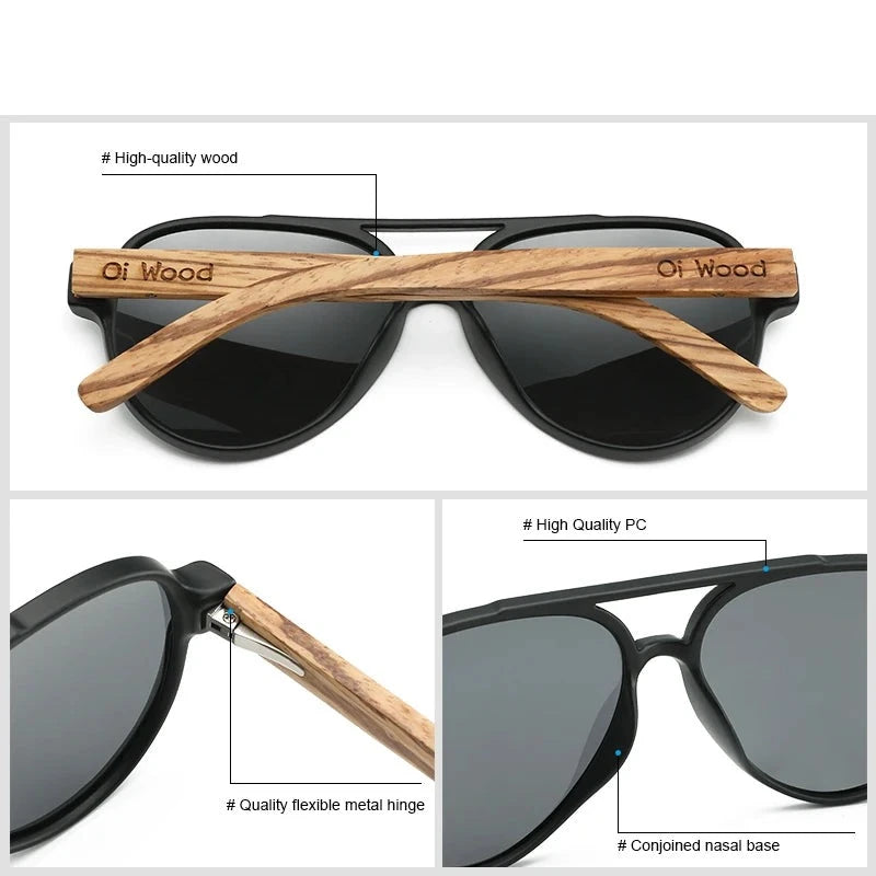 EcoVision Polarized Sunglasses – Wooden Frame | UV400 Unisex Eyewear