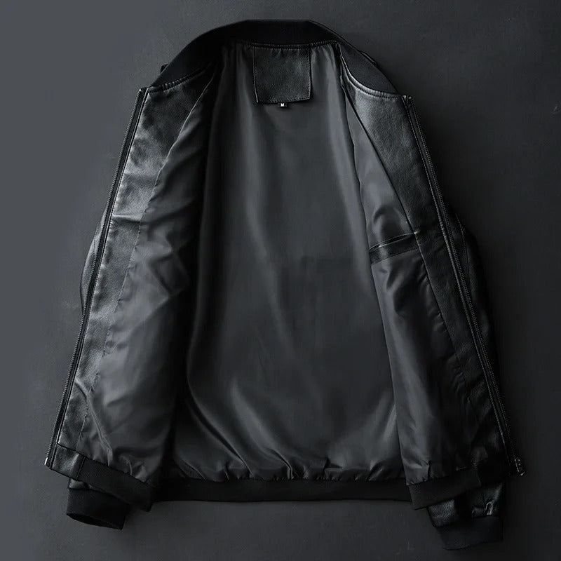 Onnat Leather Baseball Jacket Menswear