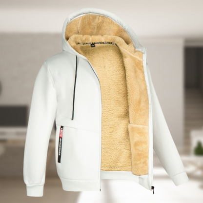 Sadi - Casual Men’s Winter Jacket With Hood And Fleece White / S Menswear