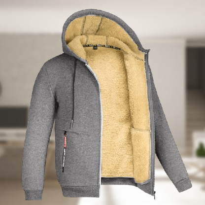 Sadi - Casual Men’s Winter Jacket With Hood And Fleece Grey / S Menswear