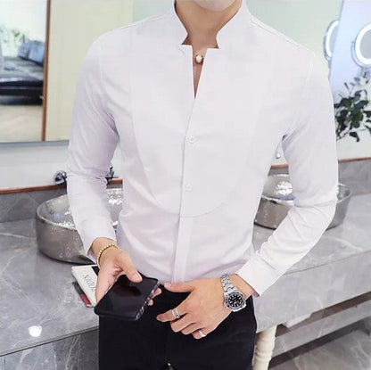 Elegant Slim Fit Long Sleeve Shirt White / M Menswear