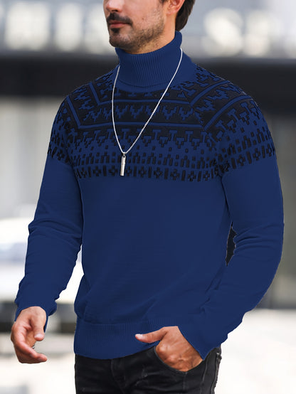 Horizon Geo – Men’s Rib-Knit High-Neck Pullover