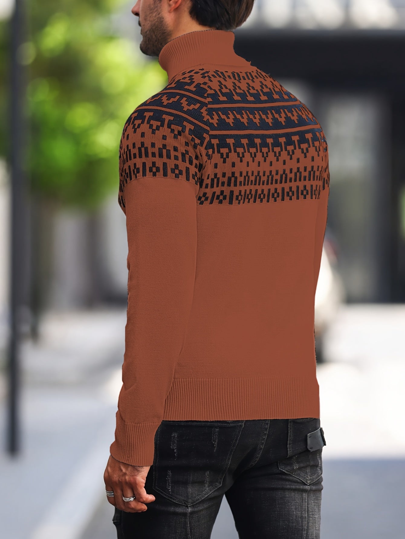 Horizon Geo – Men’s Rib-Knit High-Neck Pullover