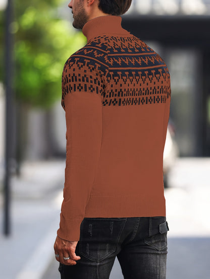 Horizon Geo – Men’s Rib-Knit High-Neck Pullover