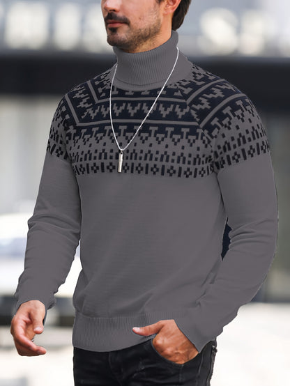 Horizon Geo – Men’s Rib-Knit High-Neck Pullover