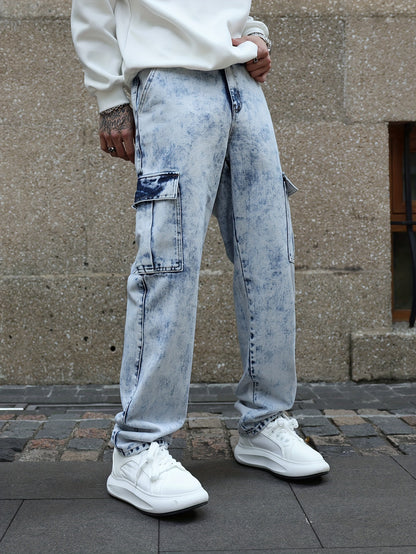 Men’s Cargo Straight Leg Jeans – Utility & Streetwear Style