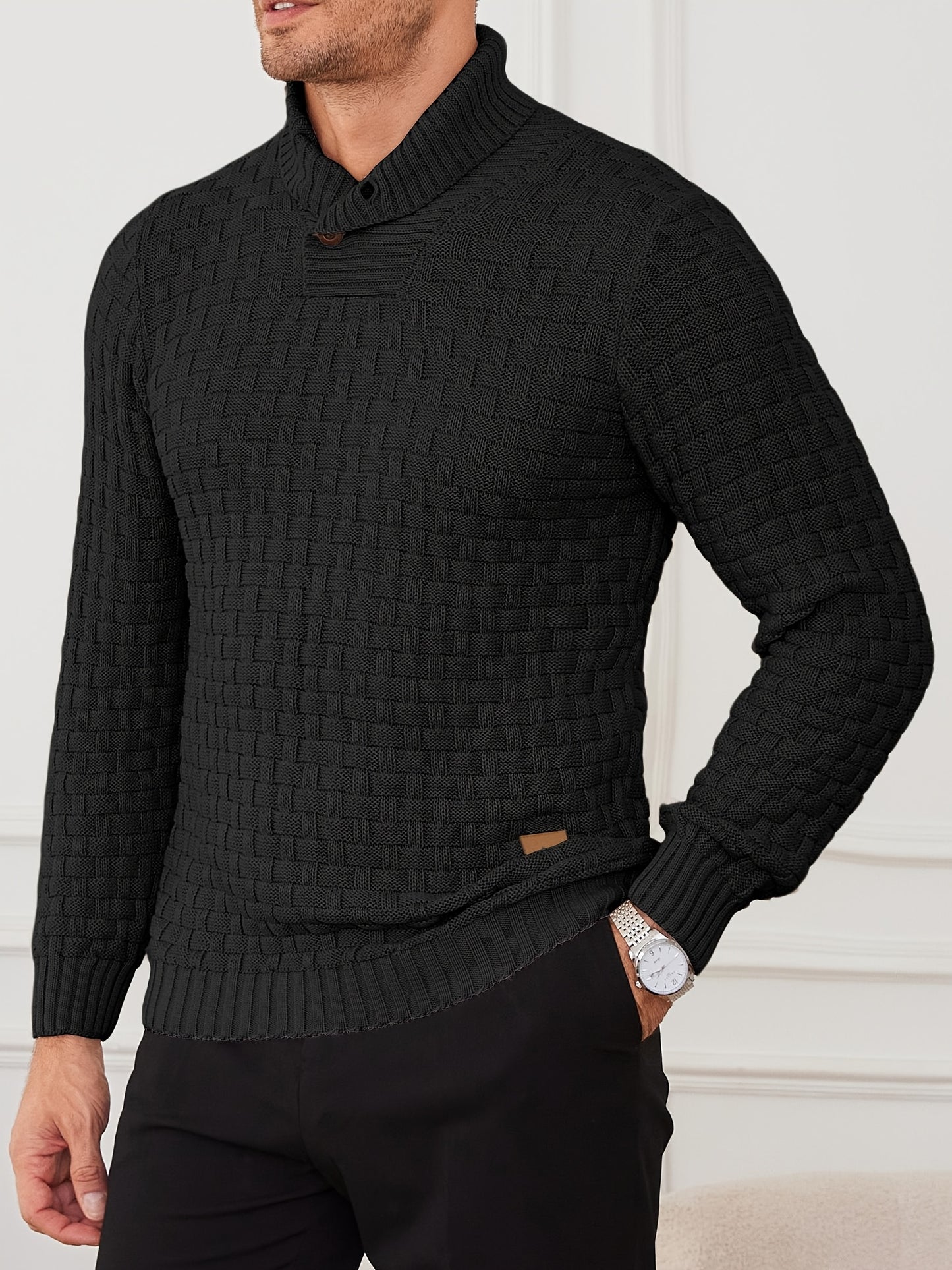 Veyron Slim – Men’s High-Stretch Rib-Knit Half-Placket Sweater