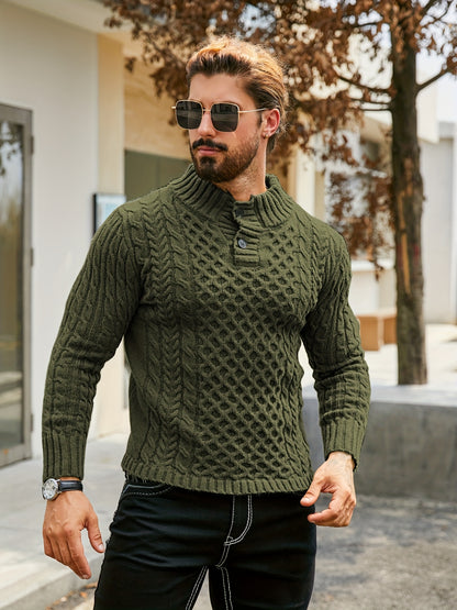 Orion Stripe – Men’s Rib-Knit Half-Placket Sweater