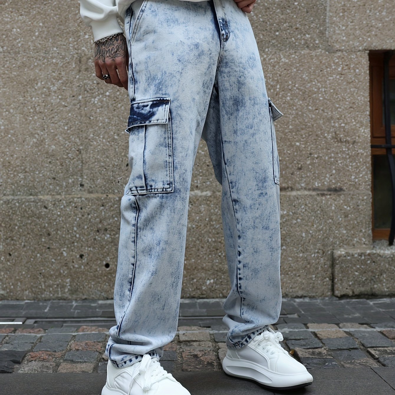 Men’s Cargo Straight Leg Jeans – Utility & Streetwear Style