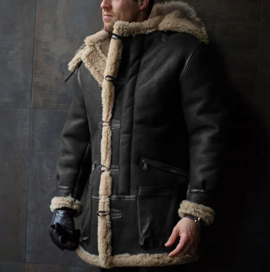 Men’s Faux Fur Suede Winter Jacket Black / Small Menswear