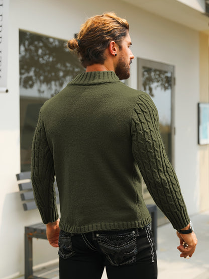 Orion Stripe – Men’s Rib-Knit Half-Placket Sweater