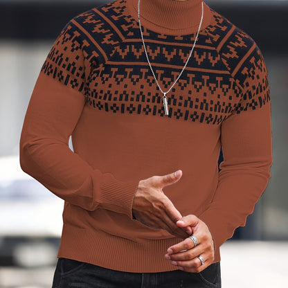 Horizon Geo – Men’s Rib-Knit High-Neck Pullover