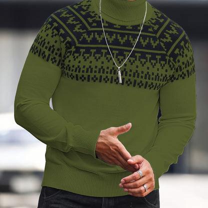 Horizon Geo – Men’s Rib-Knit High-Neck Pullover