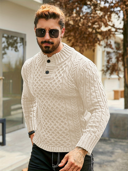 Orion Stripe – Men’s Rib-Knit Half-Placket Sweater