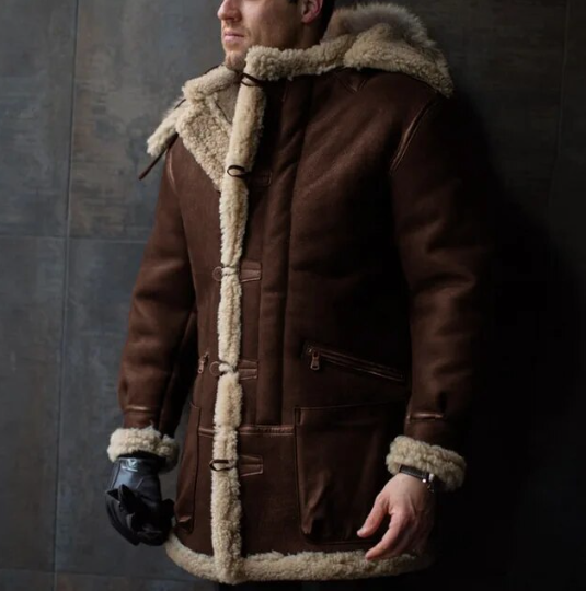 Men’s Faux Fur Suede Winter Jacket Dark Brown / Small Menswear