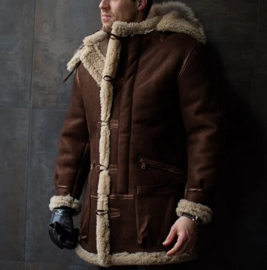 Men’s Faux Fur Suede Winter Jacket Dark Brown / Small Menswear