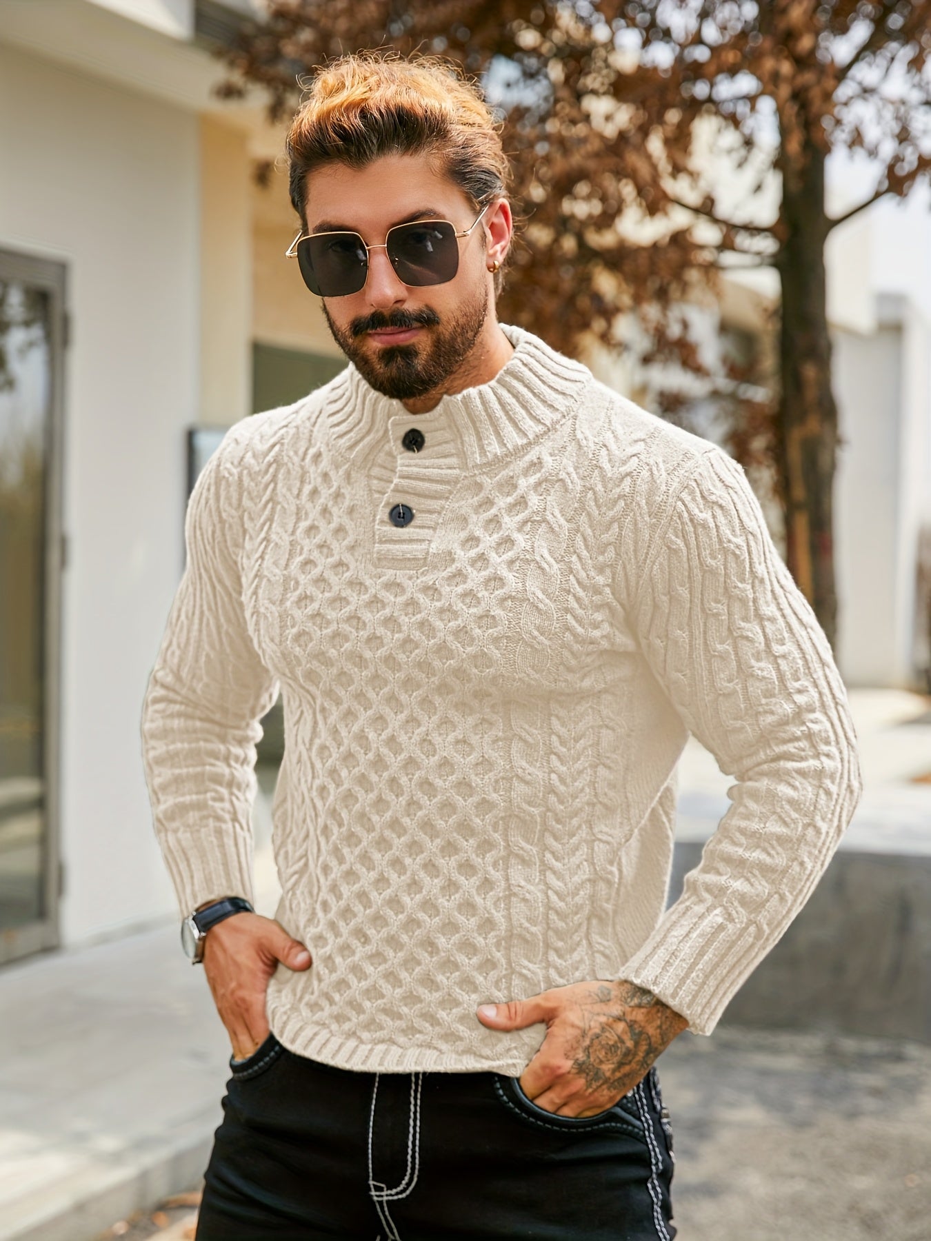 Orion Stripe – Men’s Rib-Knit Half-Placket Sweater