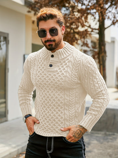 Orion Stripe – Men’s Rib-Knit Half-Placket Sweater