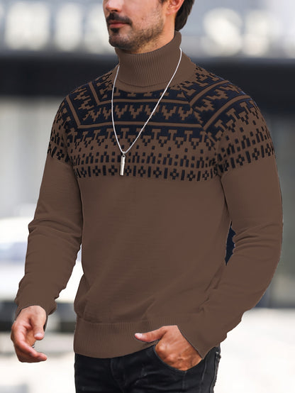 Horizon Geo – Men’s Rib-Knit High-Neck Pullover
