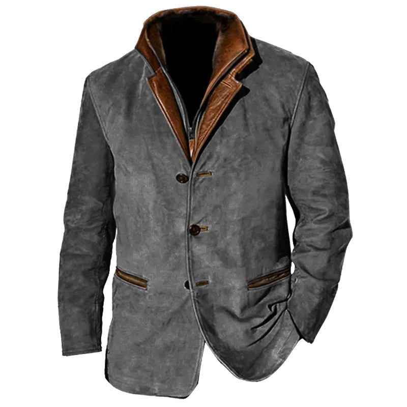 Suede and Leather Blend Blazer – Tailored Fit, Premium Materials