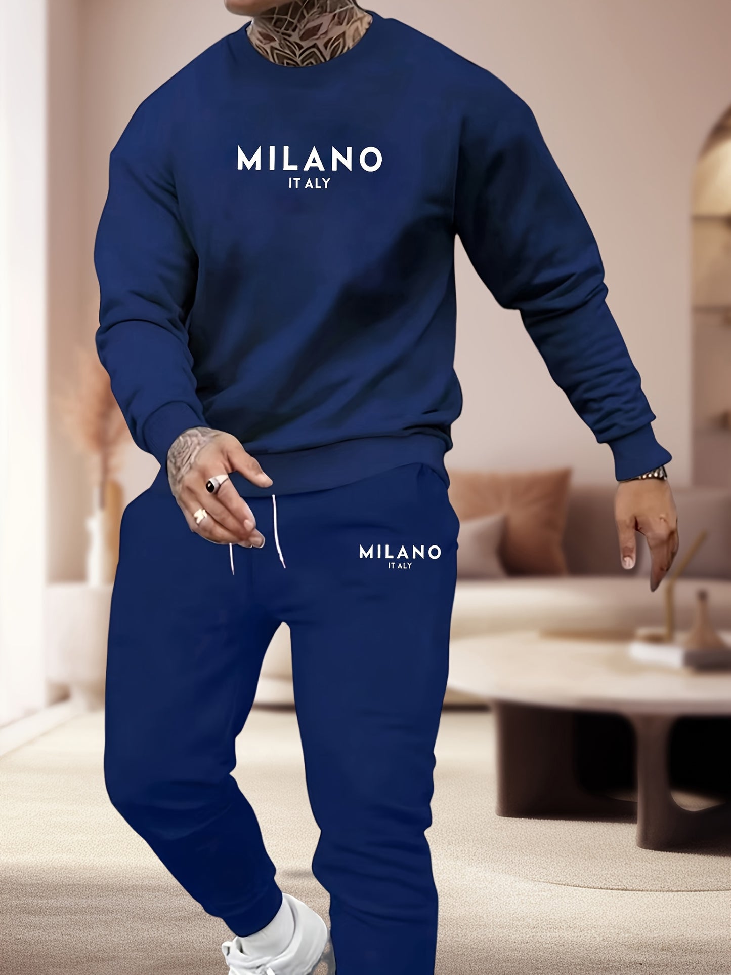 UrbanEdge Men's Printed Hoodie & Jogger Set