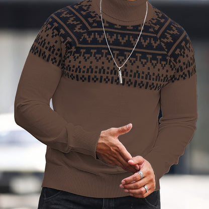 Horizon Geo – Men’s Rib-Knit High-Neck Pullover