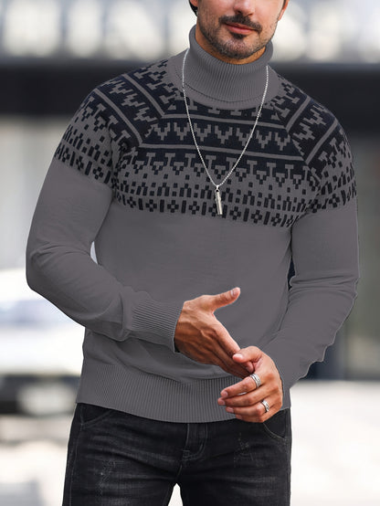 Horizon Geo – Men’s Rib-Knit High-Neck Pullover