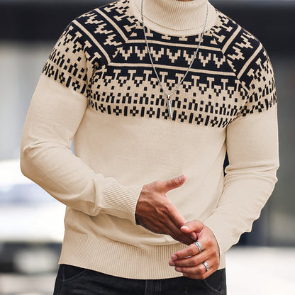 Horizon Geo – Men’s Rib-Knit High-Neck Pullover