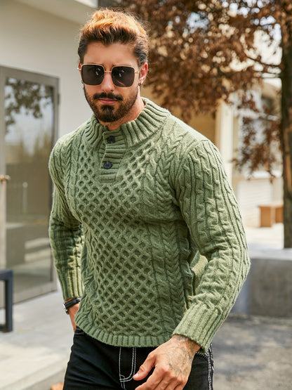 Orion Stripe – Men’s Rib-Knit Half-Placket Sweater